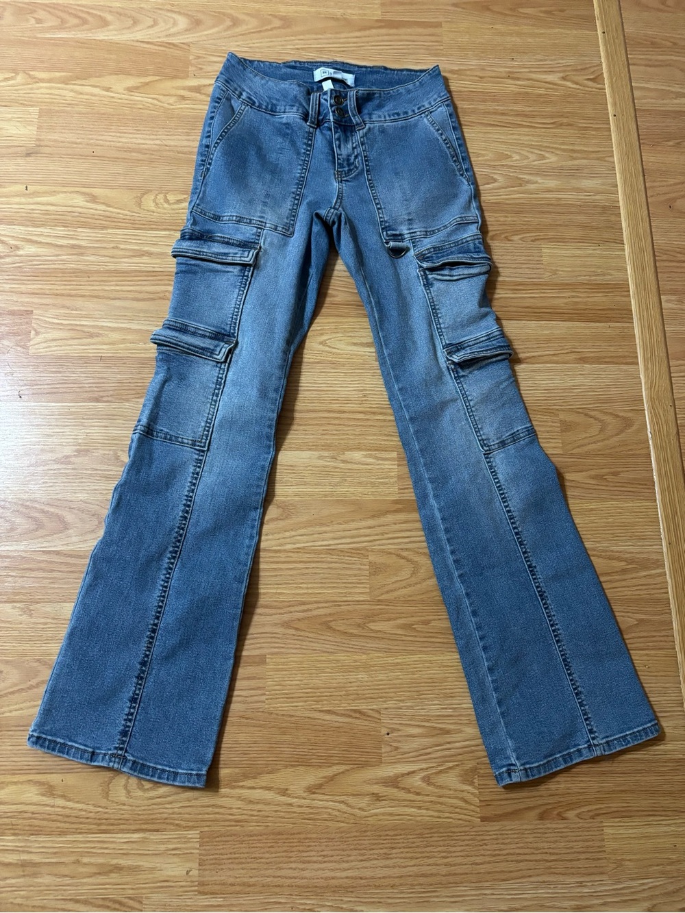 Celebrity Pink Light Blue Cargo Flare Jeans
